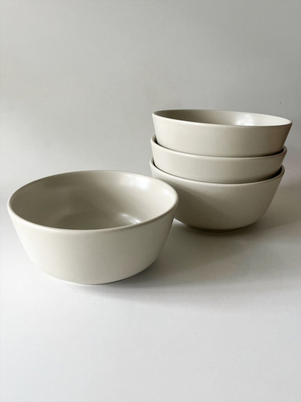 SET 4 IKEA Cereal Dessert Bowls Stoneware Light Sand Color 10866 Matte Finish